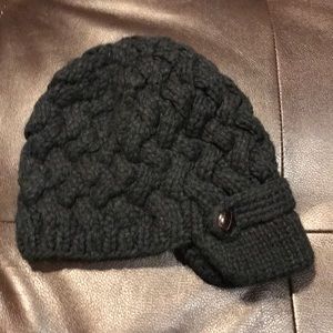 Woman’s black knit hat